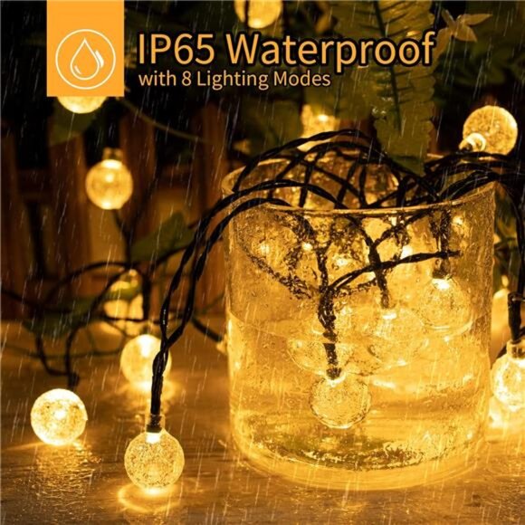 2-Pack 120 LED 72FT Solar Lights Outdoor Waterproof, Crystal Globe Lights - Picture 3 of 7